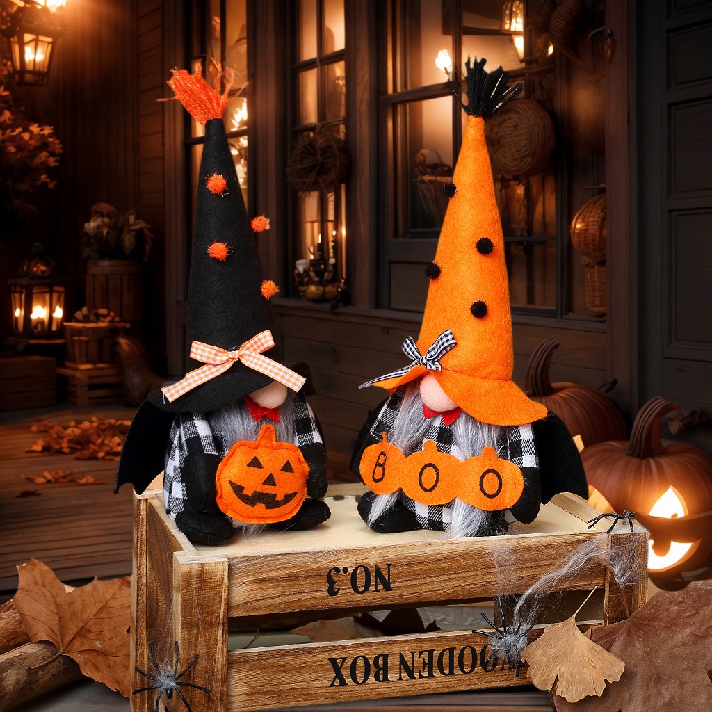 Nuevos productos transfronterizos Halloween murciélago calabaza cara muñeca sin rostro enano decoración decoración Rudolph goblin lote de muñeca