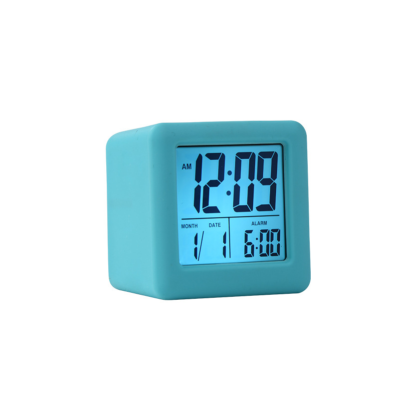 Venta al por mayor reloj cuadrado de silicona Snooze perezoso con retroiluminación LCD despertador silicona pantalla grande a prueba de golpes reloj electrónico resistente a la caída