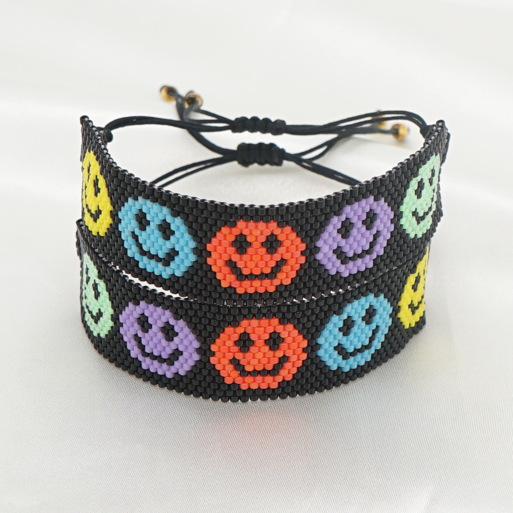 Bracelet Couple De Perles Colorées Smiley Simple display picture 2