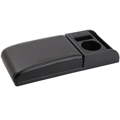 Armrest box | armrest box universal installation - carbon-fiber-leather-universal-heightening-cover-straight-style-black-with-white-thread