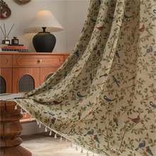 美式乡村复古夏天花鸟书房样板房客厅窗帘饭店客栈书房门帘挂帘