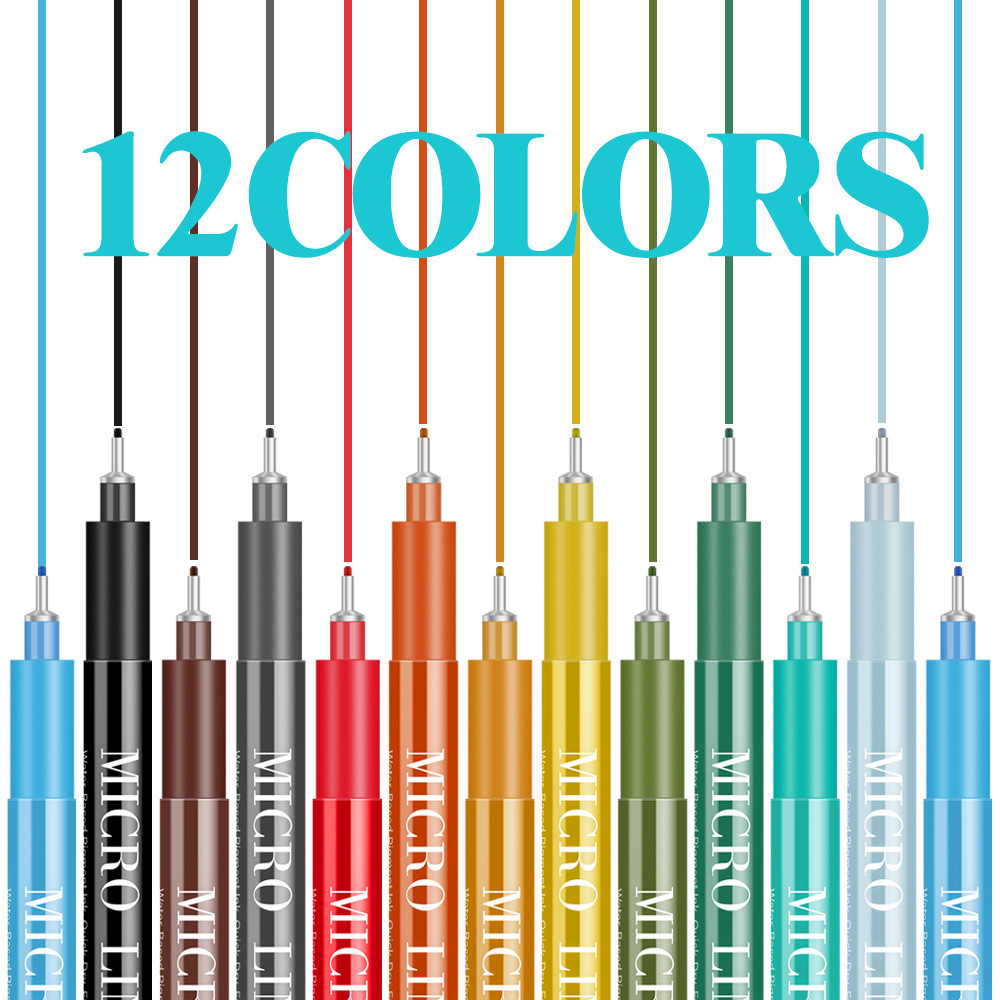 Cross-Border Colored Needle-Tip Pens, Waterproof and Quick-Drying, for Students' Art Design, Outlining, Anime Hand-Drawing, Sketching, and Drawing