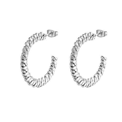 Elegant European and American Fashion Stainless Steel C-Shaped Earrings, Instagram Style Women's 18K Gold Multi-Wire Titanium Steel Stud Earrings