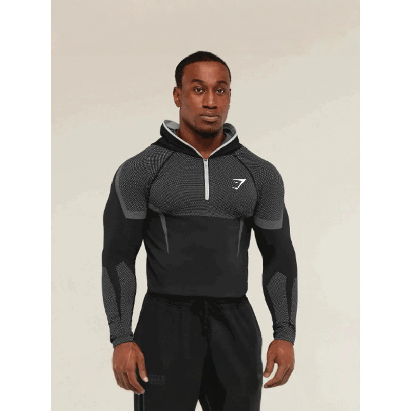 Gymshark Hooded Sweatshirt Base Layer Onyx5.0 Onyx Fitness Long-Sleeved Men's High-Elastic Cycling T-Shirt Gymshark Hooded Sweatshirt Base Layer Onyx5.0 Onyx Fitness Long-Sleeved Men's High-Elastic Cycling T-Shirt