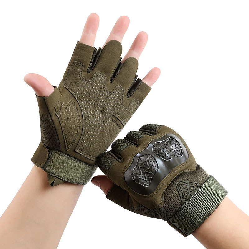 Táctico de medio dedo para hombre, ciclismo deportivo, gimnasio, bicicleta de verano, equipo de carcasa dura, guantes protectores retro