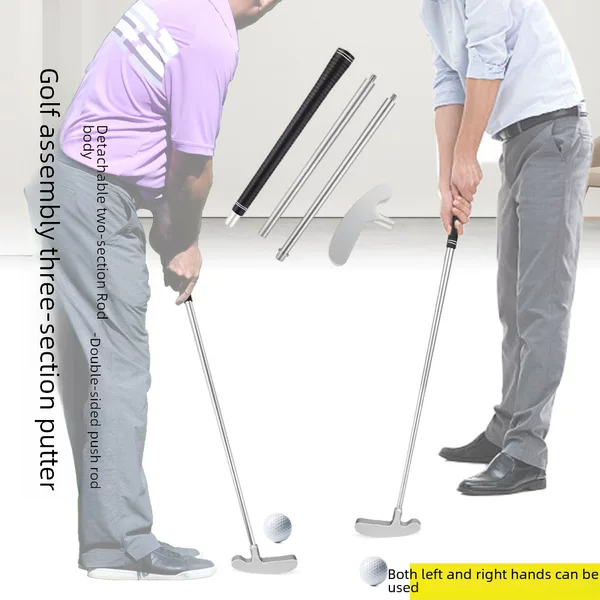 Cross-border spot golf putter beginner adult three-section folding assembly practice putter printed LOGO
