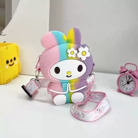 Children's bag, cartoon brand wallet, fashionable silicone shoulder bag