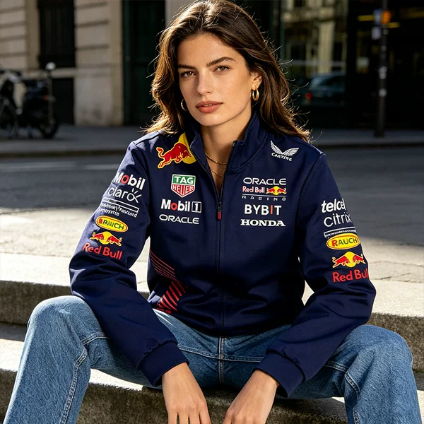 2026F1 Red Bull Racing Team Couple's Racing Suit Fleece Windproof Jacket Men's Hooded Cardigan Autumn and Winter Cycling Suit