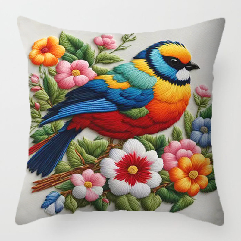 Tanun nuevo retro serie de flores y pájaros almohada Amazon hogar sala de estar sofá estampado almohada al por mayor image 8