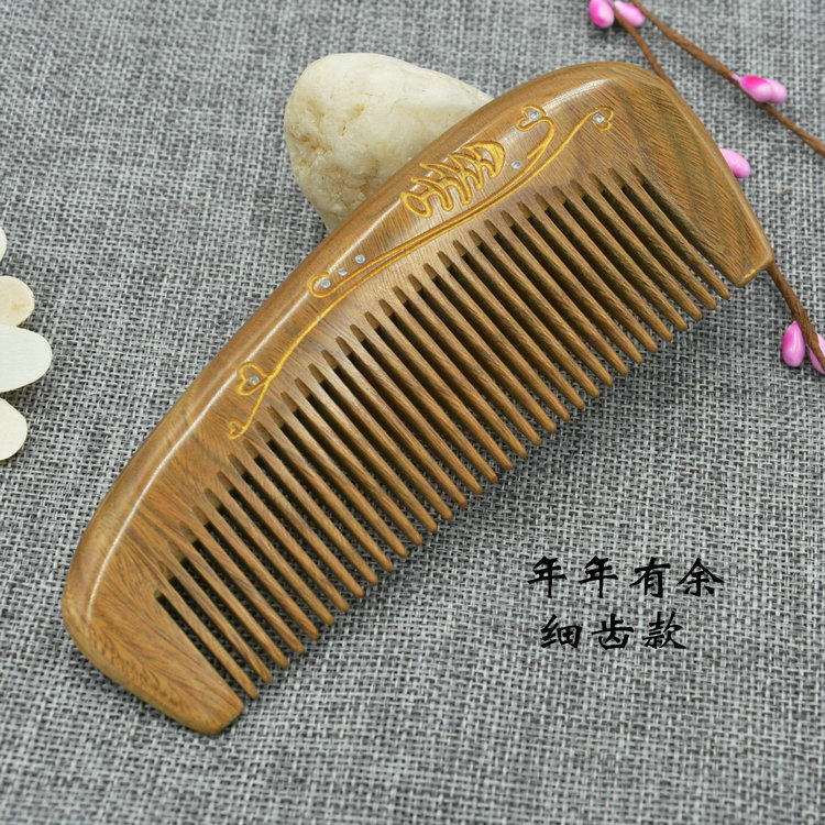 緑檀木櫛伝統工芸描金金実用櫛家庭用旅行静電彫刻ロゴ加工卸売り|undefined