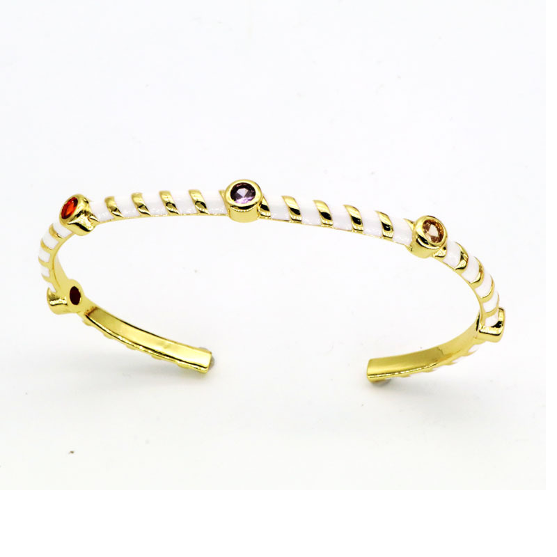 Fashion Round Copper Enamel Inlay Zircon Bangle 1 Piece
