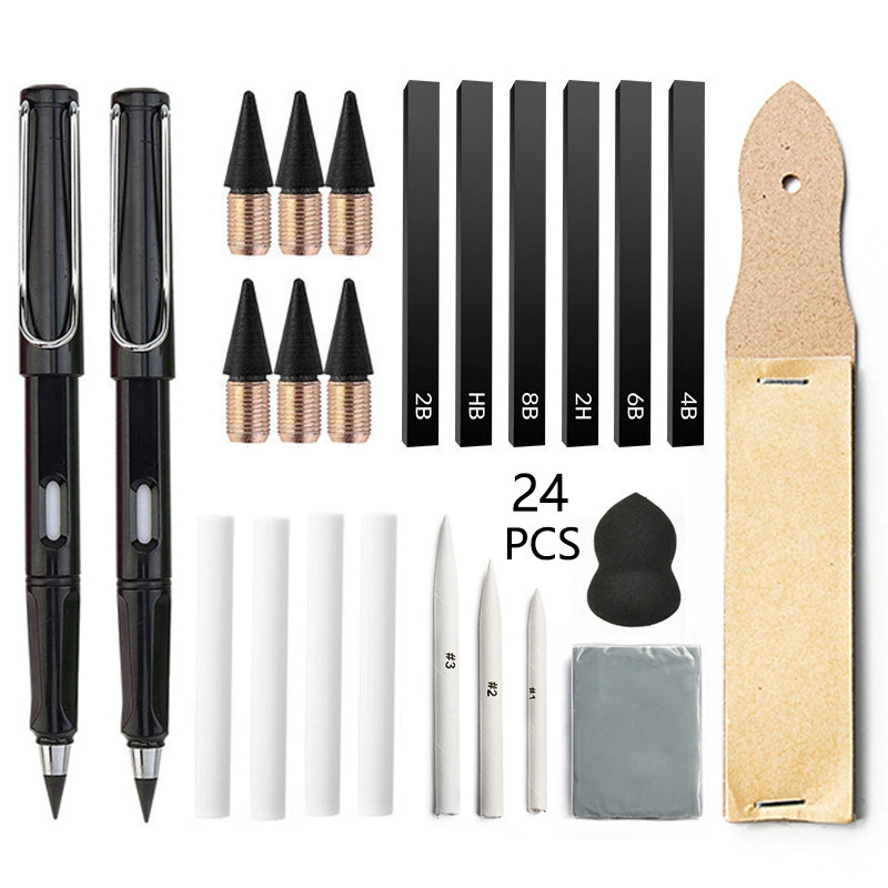 (Cross-border trading), set, matte highlighter, eraser for students, pencil, 24 pieces