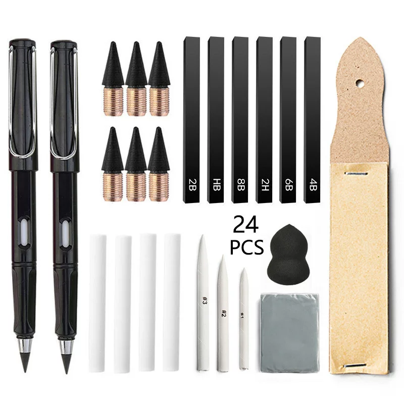 (Cross-border trading), set, matte highlighter, eraser for students, pencil, 24 pieces