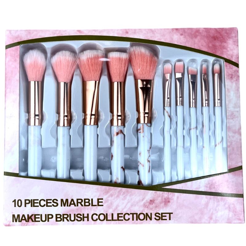 Fábrica de mármol spot diez cepillo de maquillaje un conjunto completo de herramientas de maquillaje cepillo de base cepillo de blush cepillo de sombra de ojos portátil
