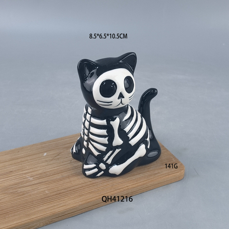 Nuevo Halloween fantasma gato cachorro pequeño adorno de cerámica mini resurrección festival fantasma decoración del hogar