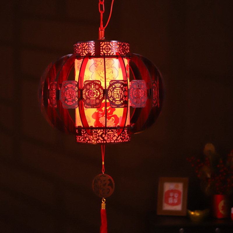 Año Nuevo giratorio caminando linterna dly Año Nuevo antiguo balcón linterna decoración linterna palacio puerta de linterna linterna roja candelabrada