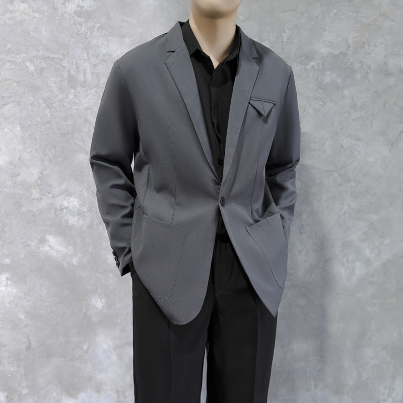 轻商务休闲抗皱免烫小西服男士2026春秋新款宽松简约西装夹克外套