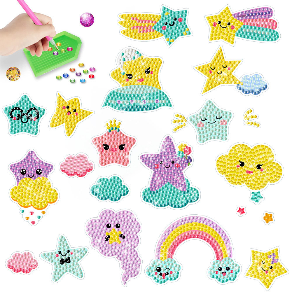 Venta caliente de dibujos animados cara amarilla emoji diamante pintura libre pegatinas DIY Pegatinas de pared niños hechos a mano pegatinas decorativas diamante redondo