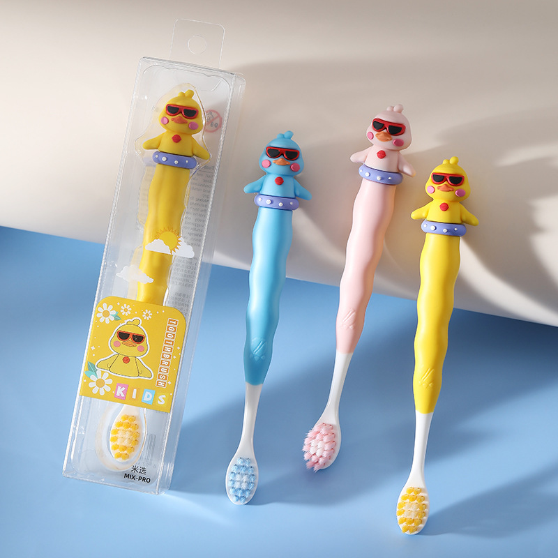 Morning guest children's cartoon cute fun cool chicken toothbrush children's household soft hair 1 pack 3-6-9 years old factory genuine goods wholesale