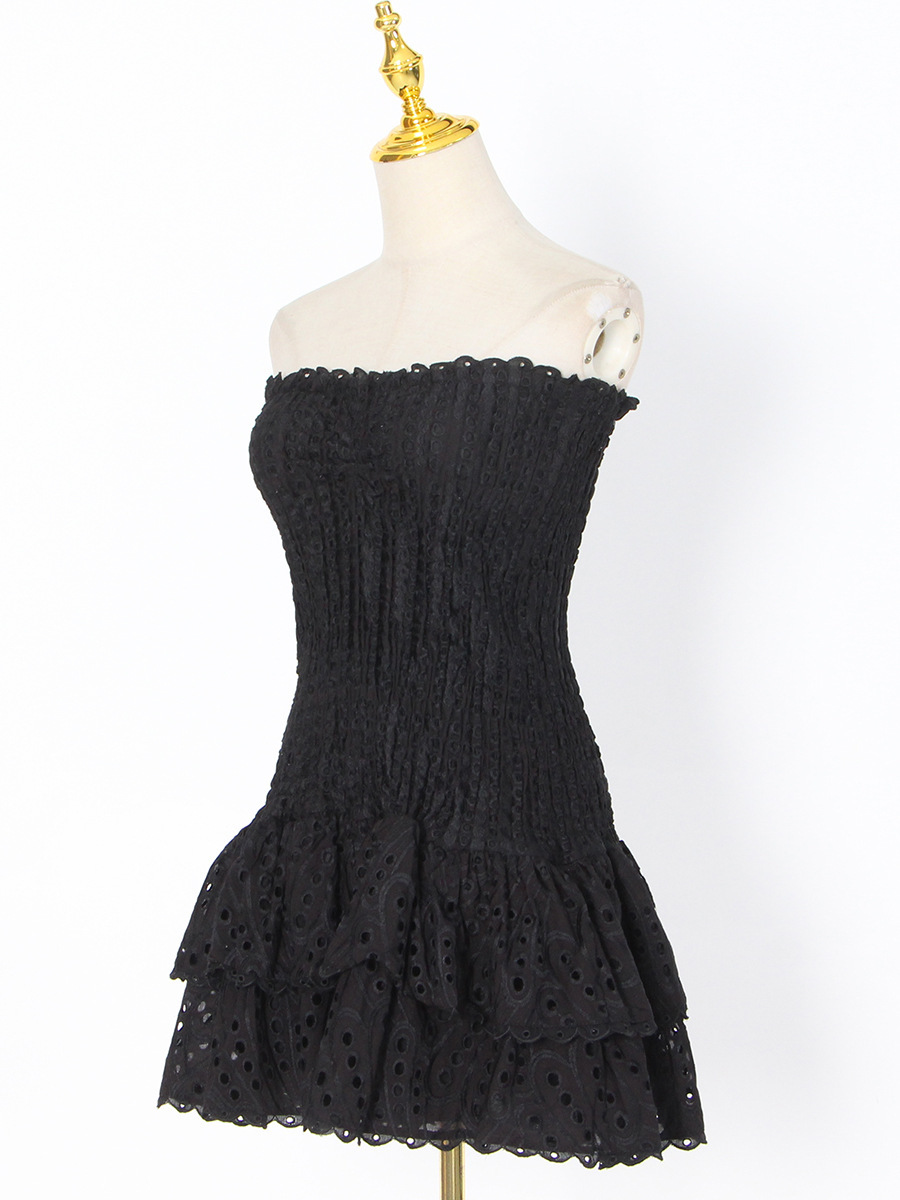 Elegant Ruffled Strapless Women's Dress For Spring Season_voghion.com