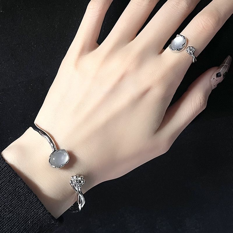 Date, Shopping Occasion Casual Simple Style Oval Alloy Plating Inlay Artificial Gemstones Women's Rings Bracelets