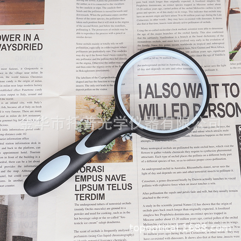 Two-color glass handheld magnifying glass