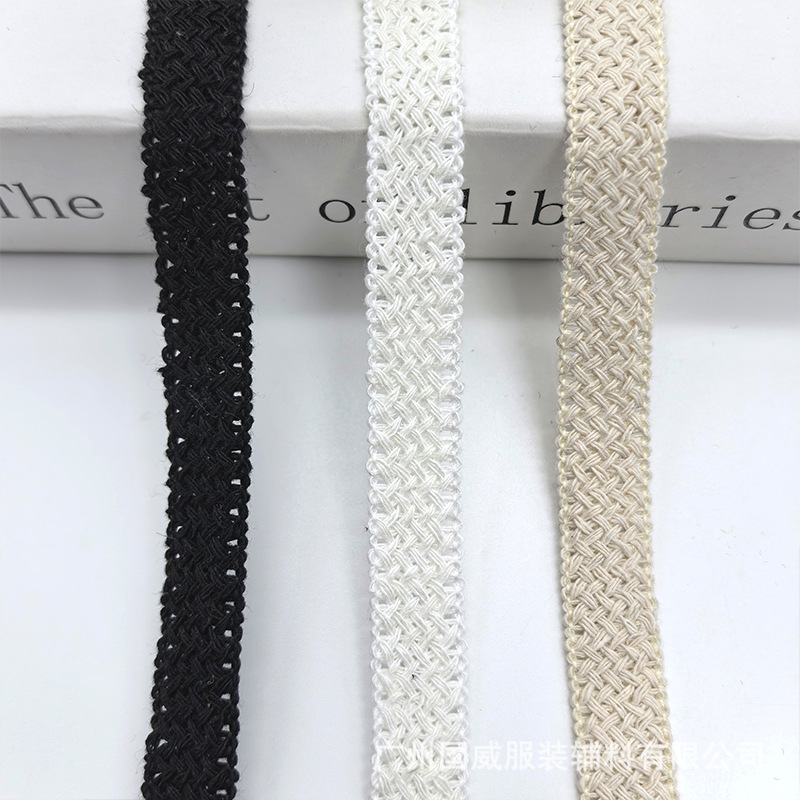 New 1.5cm Wide Pure Cotton Folded Edge Strips, Tweed Style Webbing Wool Cuffs Side Strips, Clothing Accessories