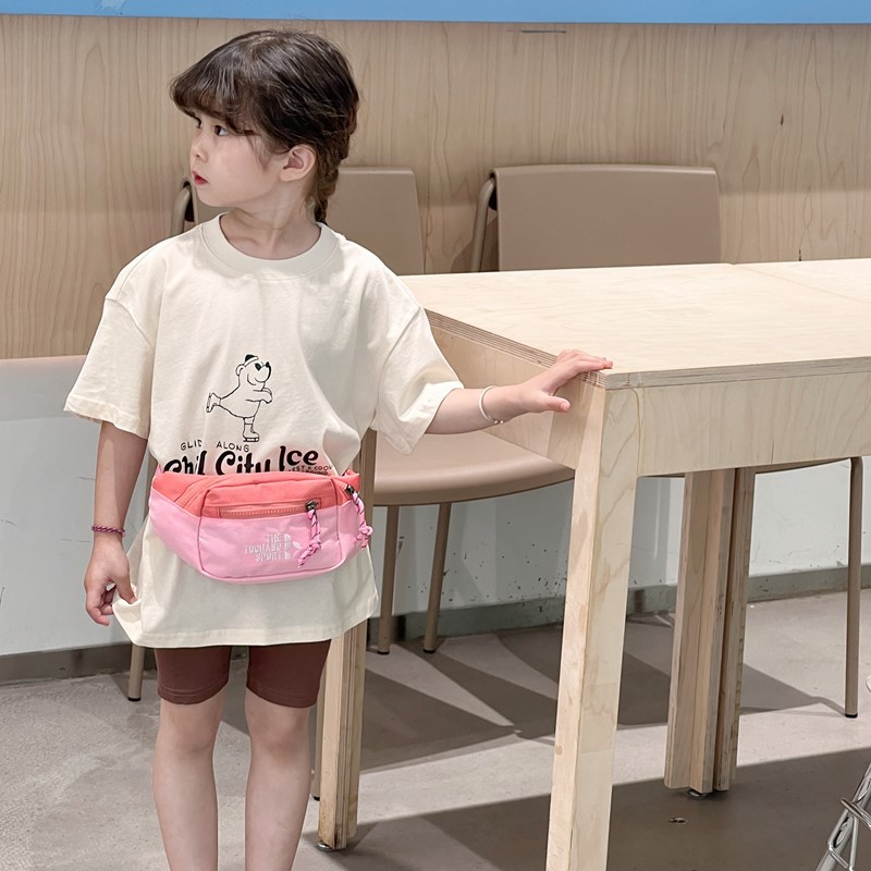 Bolsos de cintura coreanos para niños y niñas para viajes al aire libre, bolsos deportivos casuales para bebés, bolsos de nuevo tipo de letras de contraste de color para niños