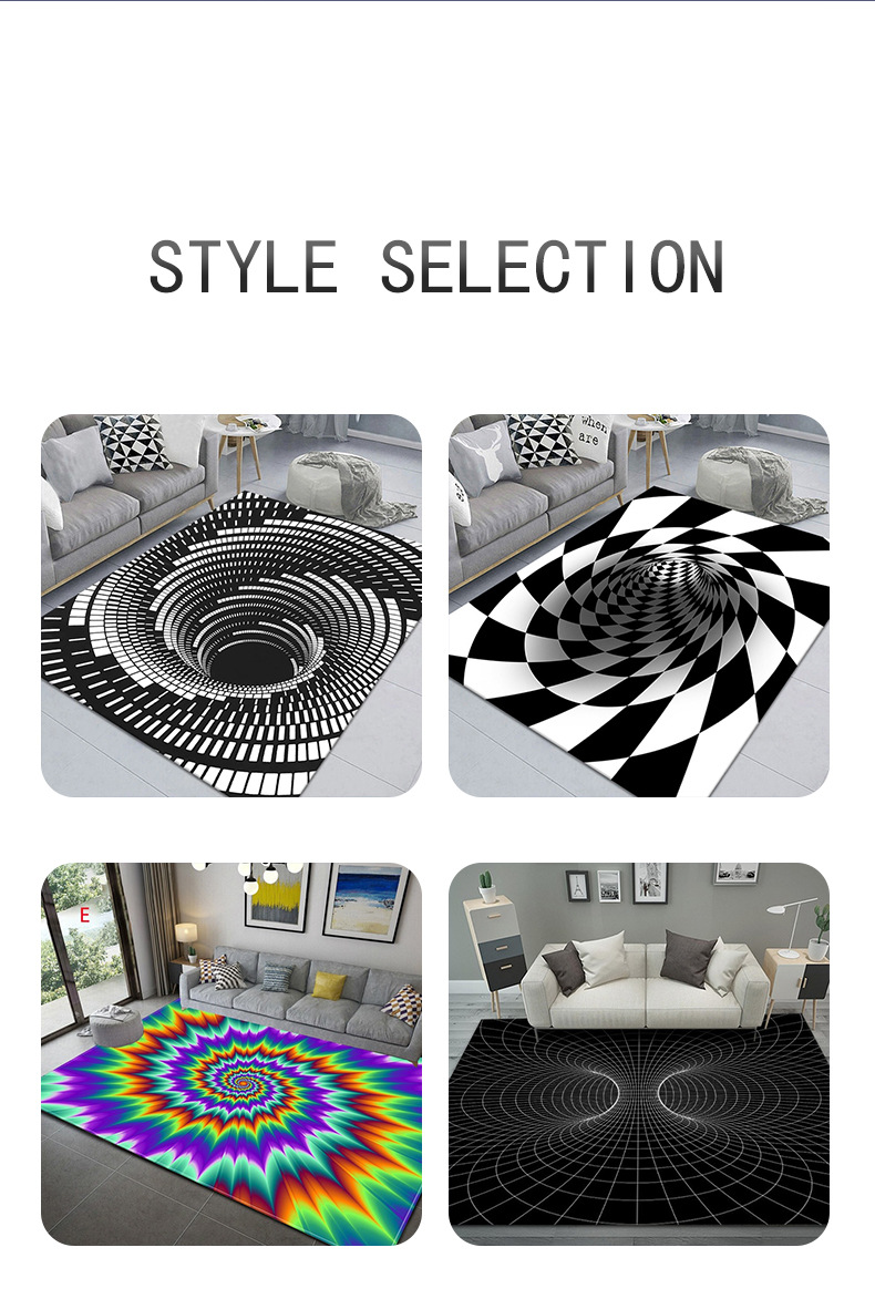 视觉旋涡地毯,地毯地垫,客厅地毯,儿童地垫