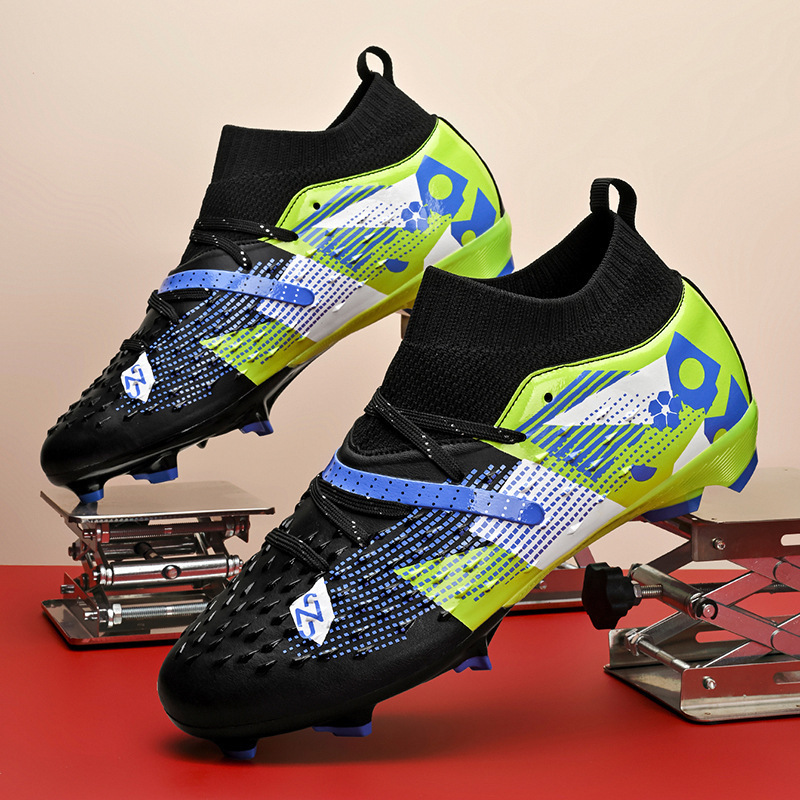 Zapatos de Fútbol de Corte Medio de Piel Sintética Antideslizantes y Ligeros para Césped