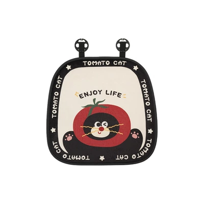 Car Seat Cushion Winter Cartoon Single Piece Small Car Women's Car Seat Cover Plush Fleece Warm Car Seat Pad (Seat cushion, seat cover) - plush-black-edge-tomato-cat-cushion-front-row