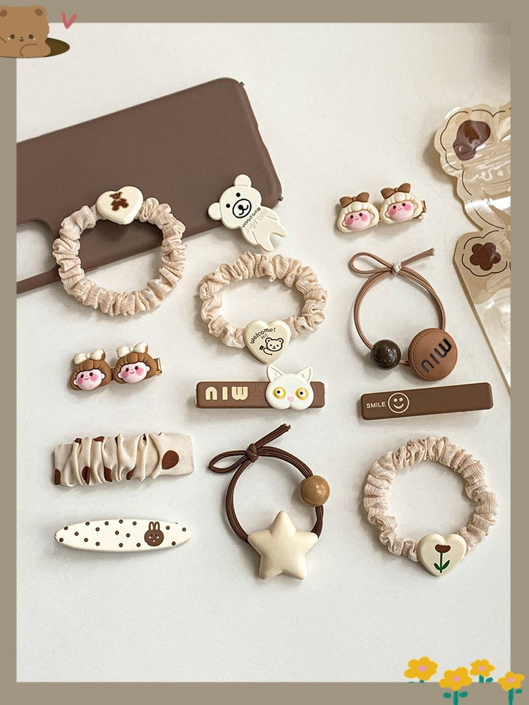New coffee color 4-piece hair clip set
