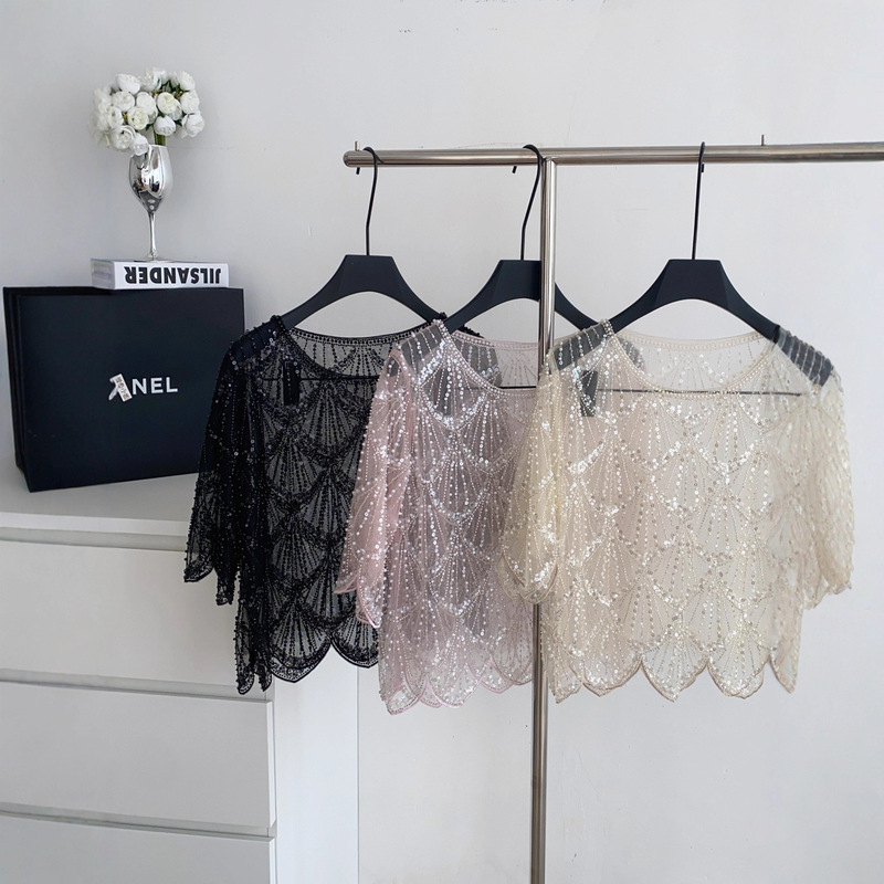 Foreign Trade Purchasing Products: Women's Beaded Sequin Glitter Mesh Tops, High-End Socialites, High-End Jackets