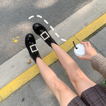 欧阳娜娜唐嫣同款厚底短靴秋冬新款水钻方扣马丁靴平底真皮切尔西