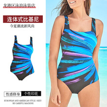 现货欧美外贸新款连体游泳衣女性感紧身亚马逊跨境比基尼bikini