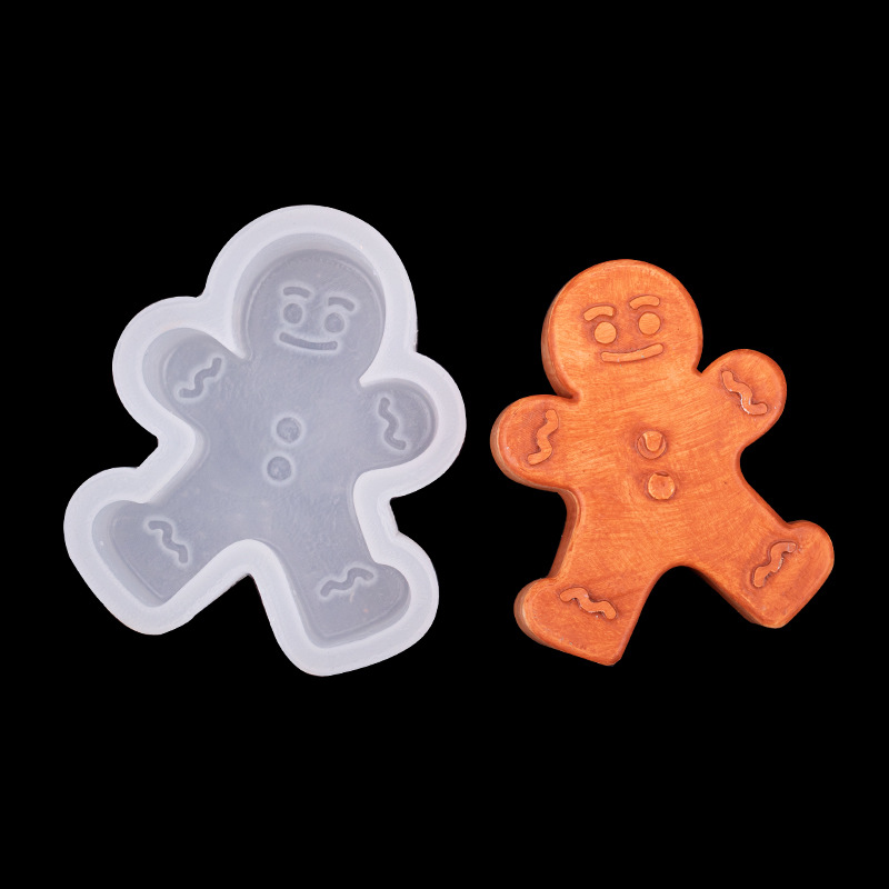 Navidad serie 3D estéreo Gingerbread Hombre árbol de Navidad molde de silicona Flip azúcar pastel decoración chocolate