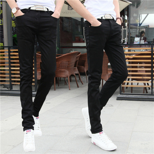 Summer Stretch Color Jeans Korean Style Slim Fit Men's Tight Pants Boys Teenage Pants Thin Model