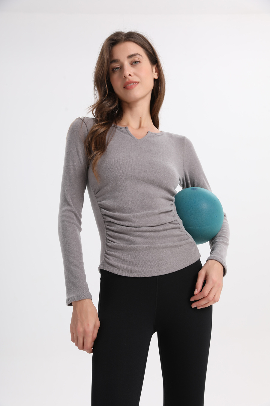 Långärmad yoga tröja för dam sportig och elastisk_voghion.com