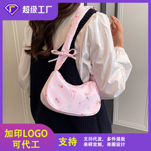 韩系甜美小清新田园风手提包尼龙花朵包女包腋下包升级品质单肩包