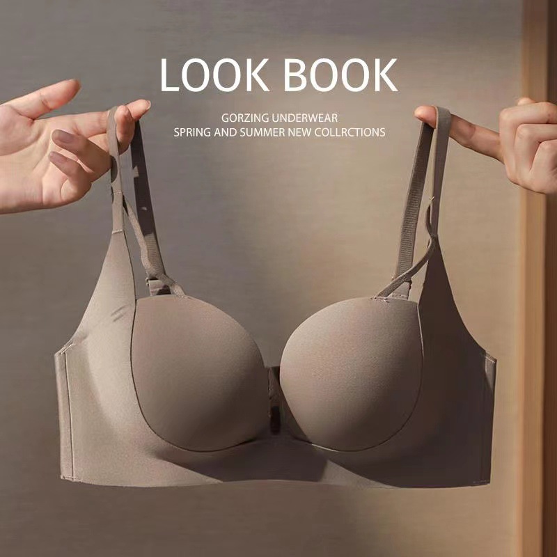 Traceless Underwire Bra for Women, Small Cup, Push-Up and Enhancing, Wireless, Thin and Breathable, Side Support Bra Set