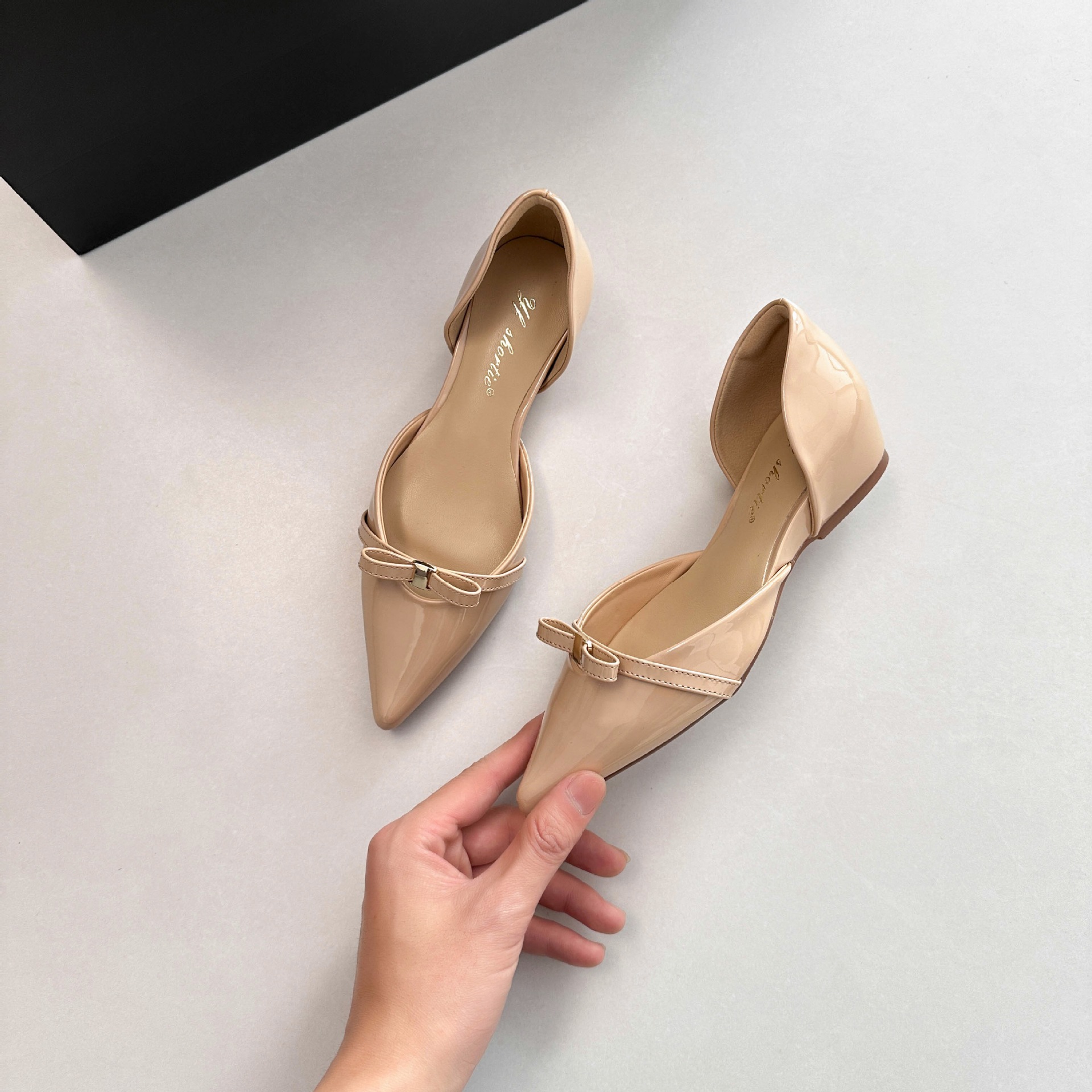 Sandalias Huecas de Punta para Mujer de 5 cm, Cuero Charol, Aumento de Estatura, Transpirables image 2