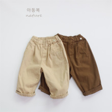 春季女童裤子纯色男童长裤韩版宽松雪花绒宝宝儿童休闲裤a类百搭