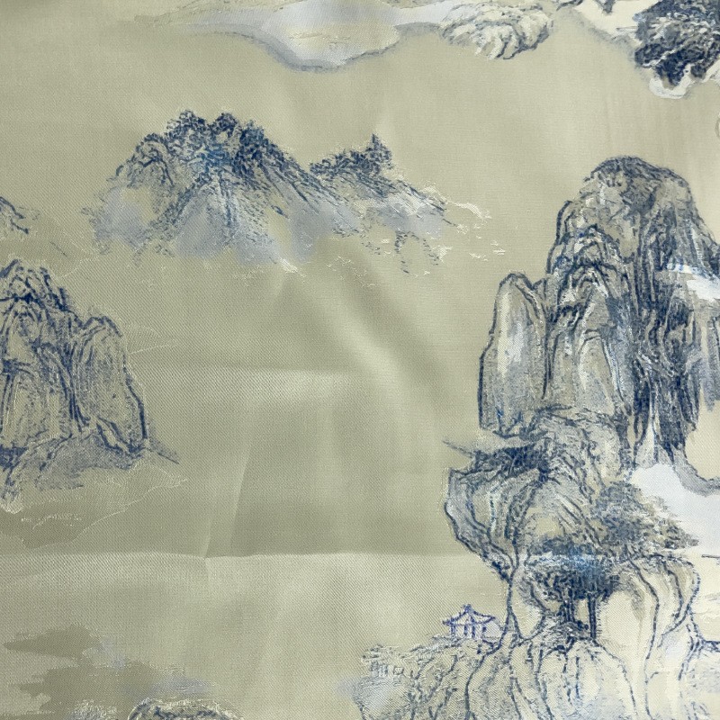 Fangda Silk 2024 nuevos productos de seda jacquard seda azul montaña Ya Yun vestido cheongsam FD6534