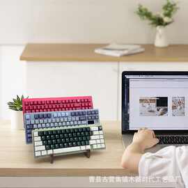 木质创意键盘收纳架复古办公桌面摆台式键盘展示支架三层整理架