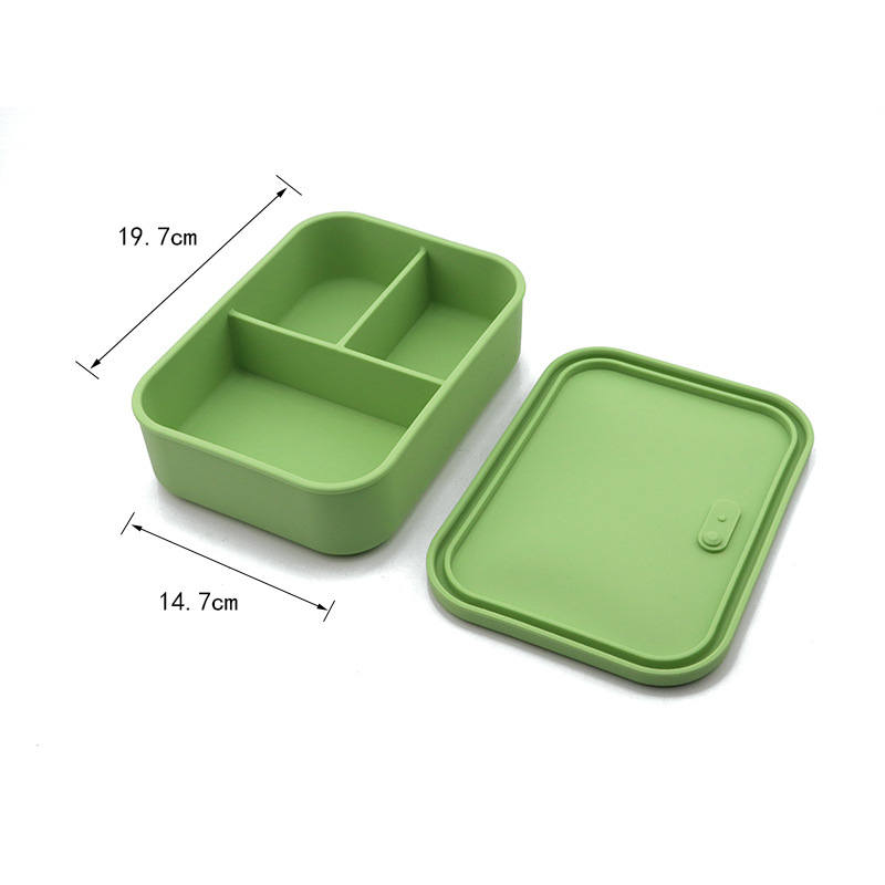 Lonchera de silicona de venta caliente transfronteriza, lonchera para estudiantes, lonchera portátil para trabajadores de oficina, compartimento cuadrado antiolor