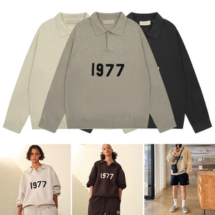 Heavy FOG double line ESSENTIALS Season 8 1977 American fashion brand autumn and winter loose men's POLO collar wool