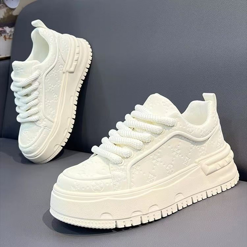 2026 Spring New Men's Shoes, Breathable, High-End, Thick-Soled, Height-Increasing White Sneakers, Youth Sports and Casual Sneakers for Men