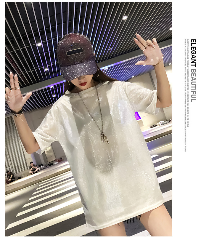 Long Shiny Silk T-Shirt Image 4
