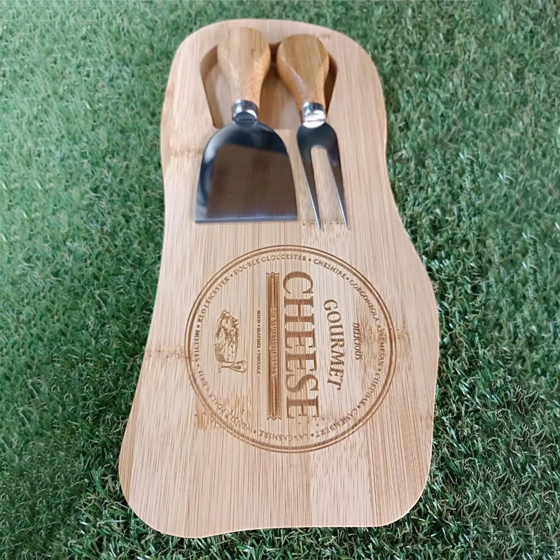 tablero de cortar de bambú con cuchillo y tenedor de queso tablero de queso tablero de hortales multifuncional casero tablero de pan de frutas y verduras tablero de servicio