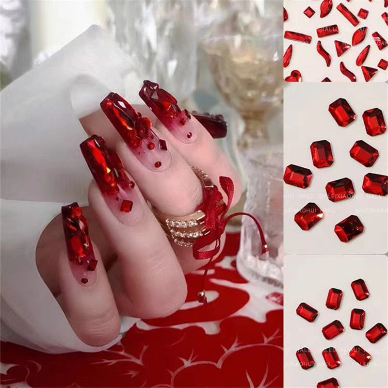 Net Red New Year small size size red flat special-shaped diamond bridal manicure Super Flash rhinestone nail decorations Net Red New Year small size size red flat special-shaped diamond bridal manicure Super Flash rhinestone nail decorations